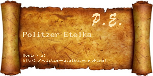 Politzer Etelka névjegykártya